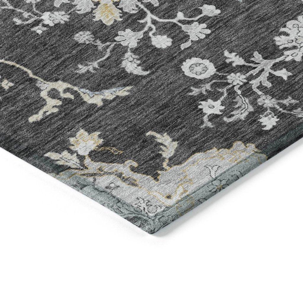 LOOMLAN Rugs Doris Charcoal Washable Indoor-Outdoor Rug