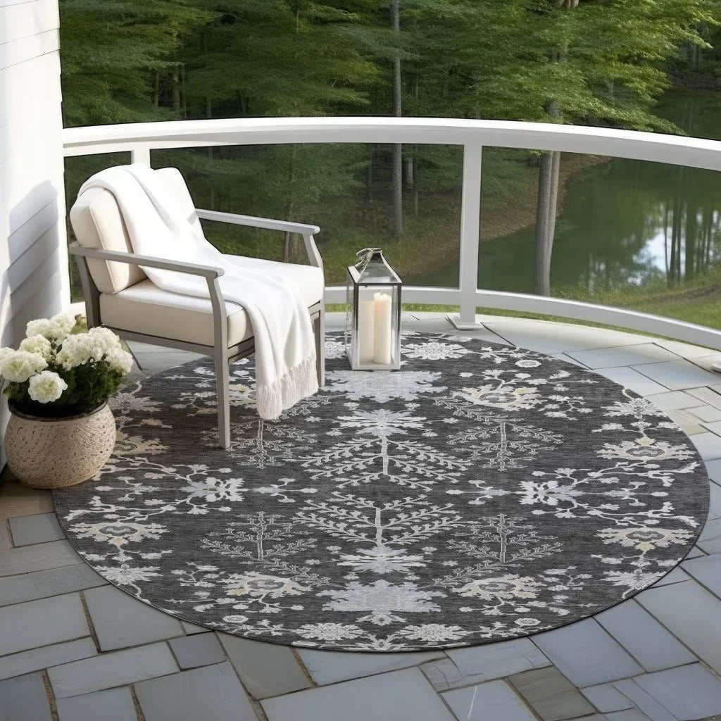 LOOMLAN Rugs Doris Charcoal Washable Indoor-Outdoor Rug