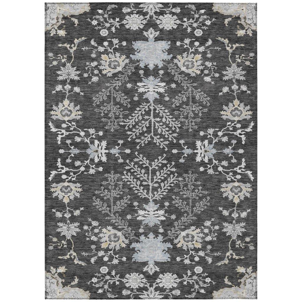 LOOMLAN Rugs Doris Charcoal Washable Indoor-Outdoor Rug