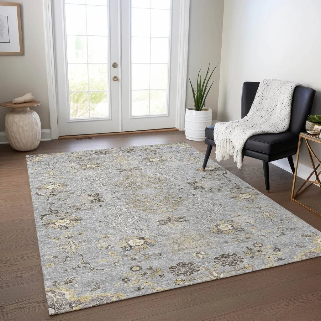 LOOMLAN Rugs Doris Gray Washable Indoor-Outdoor Rug