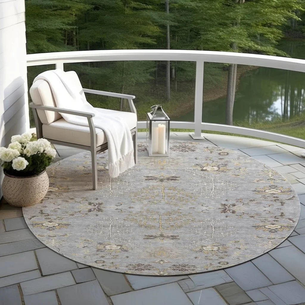 LOOMLAN Rugs Doris Gray Washable Indoor-Outdoor Rug