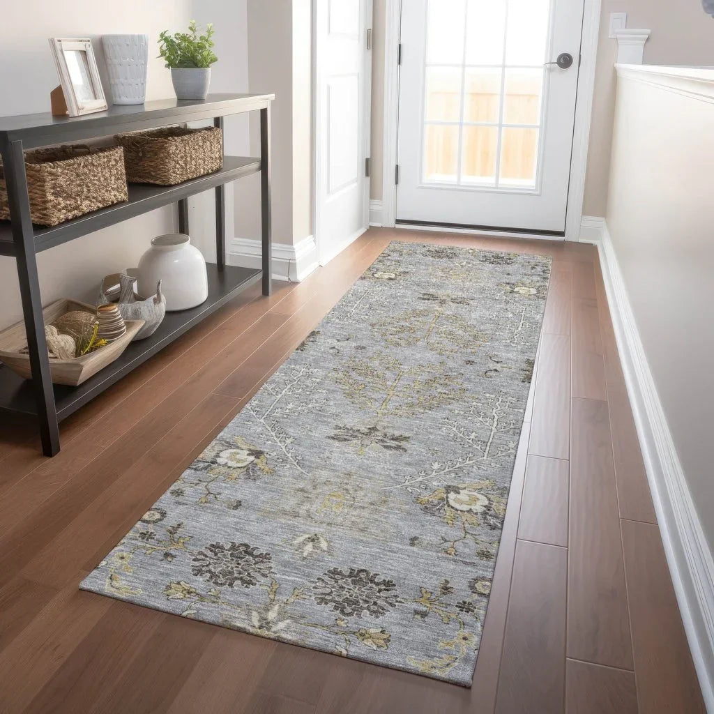 LOOMLAN Rugs Doris Gray Washable Indoor-Outdoor Rug