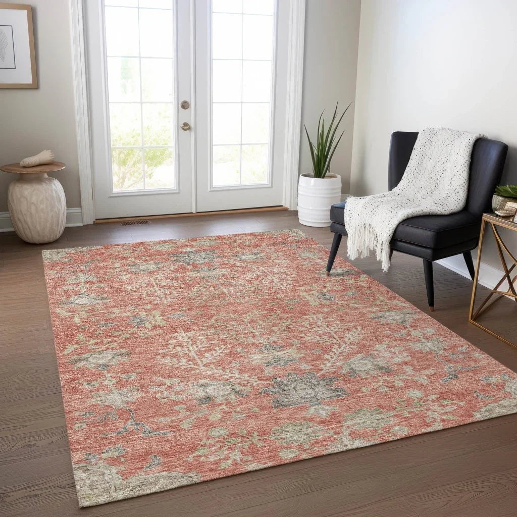 LOOMLAN Rugs Doris Orange Washable Indoor-Outdoor Rug