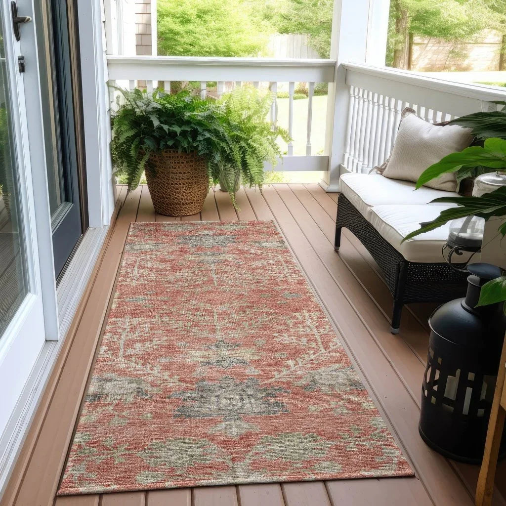 LOOMLAN Rugs Doris Orange Washable Indoor-Outdoor Rug