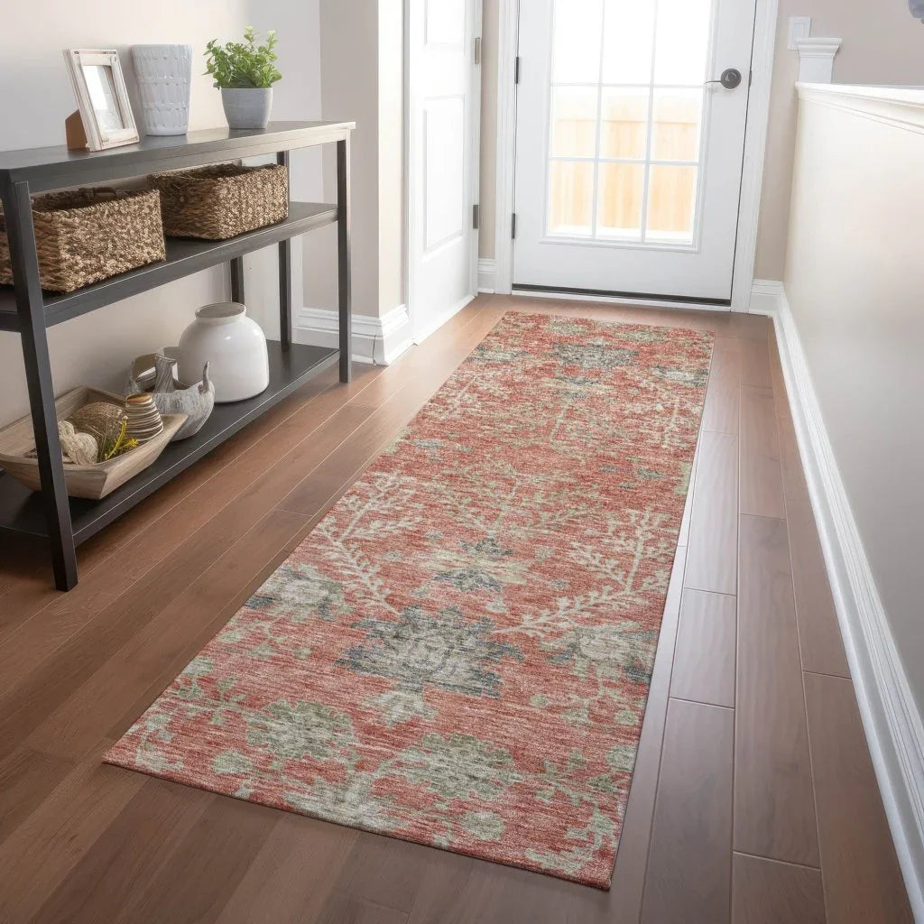 LOOMLAN Rugs Doris Orange Washable Indoor-Outdoor Rug