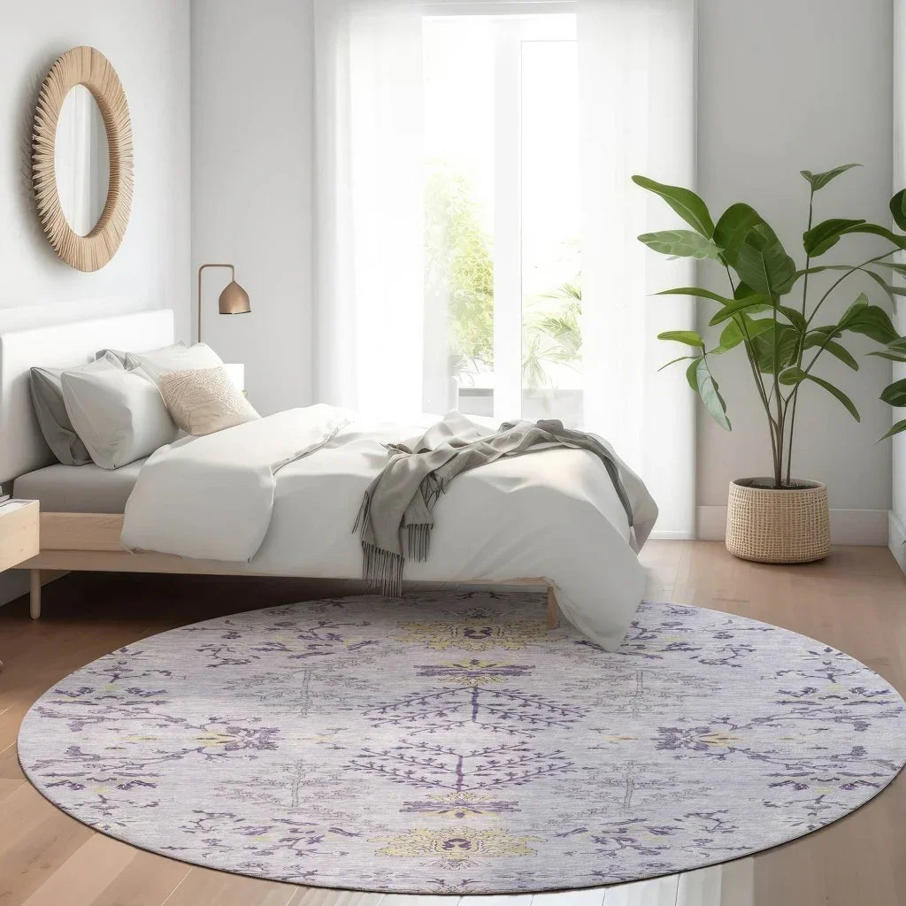 LOOMLAN Rugs Doris Purple Washable Indoor-Outdoor Rug