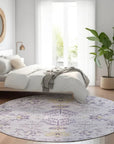 LOOMLAN Rugs Doris Purple Washable Indoor-Outdoor Rug