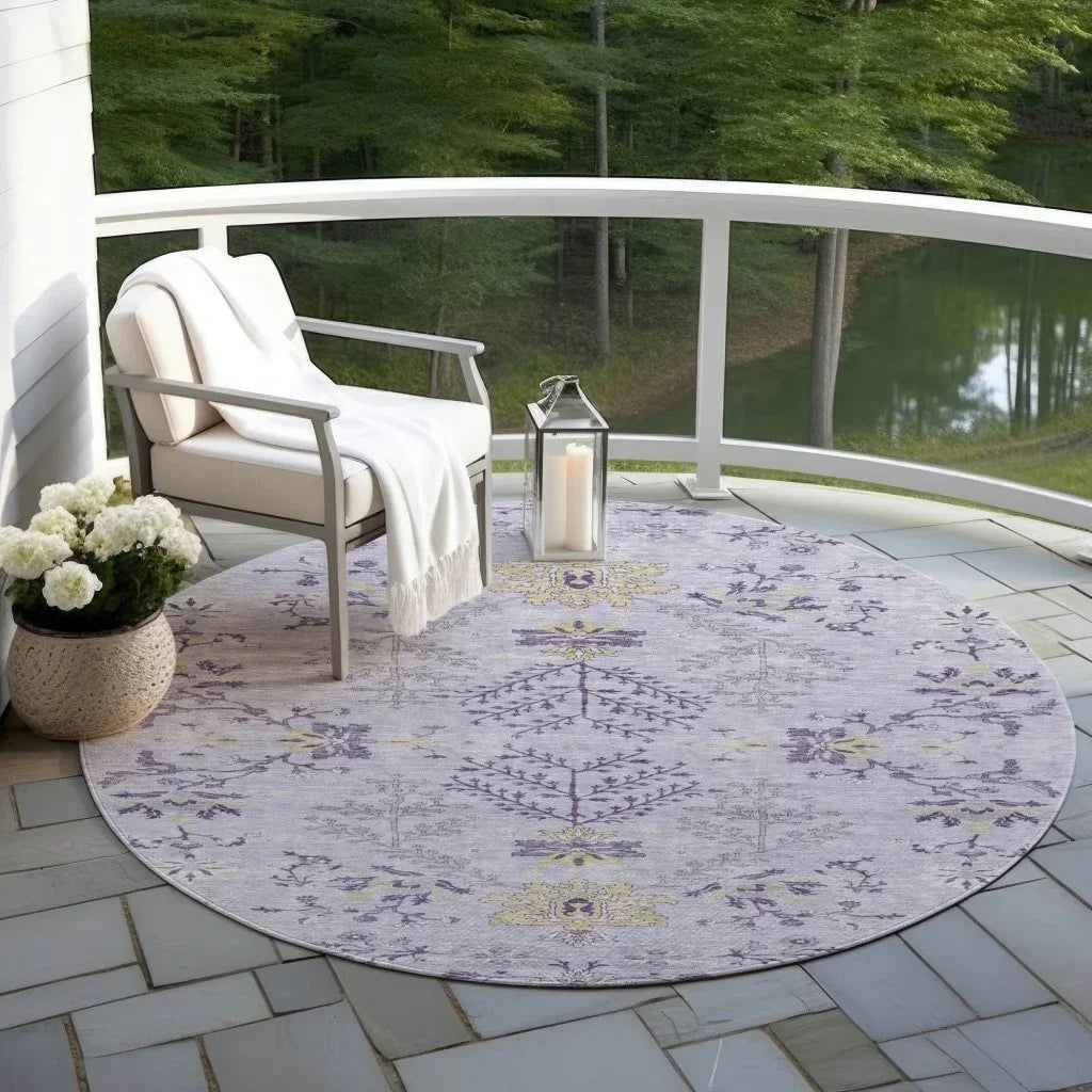 LOOMLAN Rugs Doris Purple Washable Indoor-Outdoor Rug