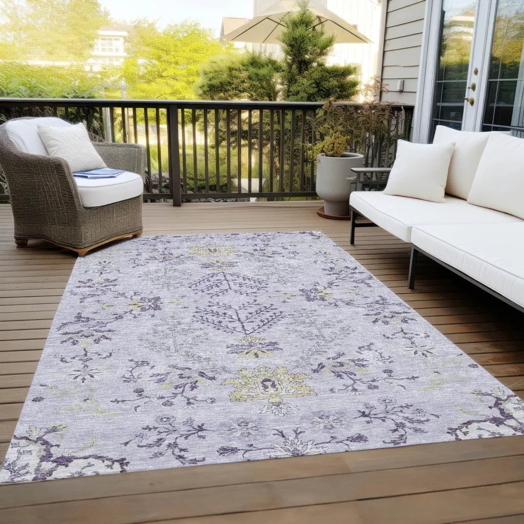 LOOMLAN Rugs Doris Purple Washable Indoor-Outdoor Rug