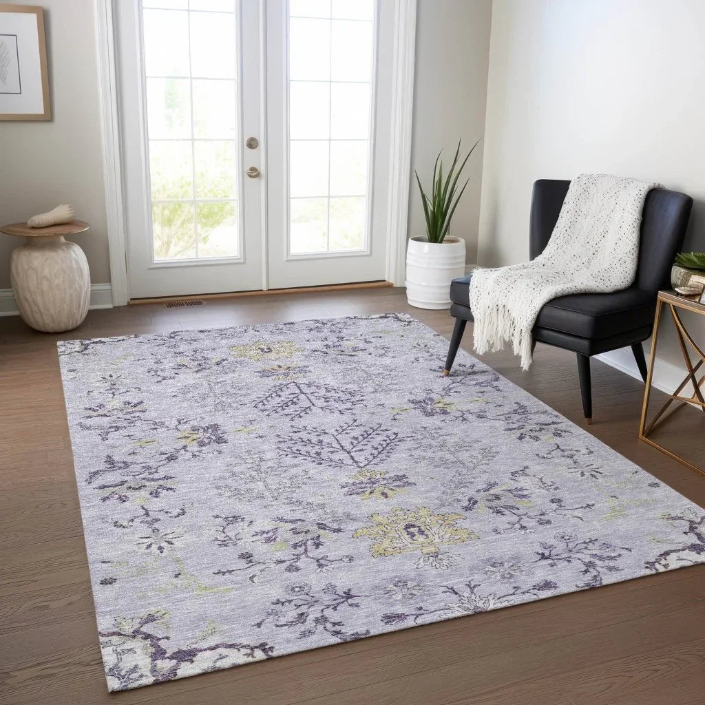 LOOMLAN Rugs Doris Purple Washable Indoor-Outdoor Rug