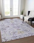 LOOMLAN Rugs Doris Purple Washable Indoor-Outdoor Rug