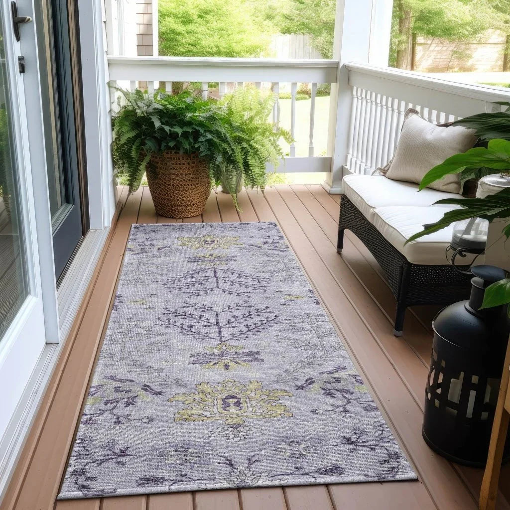 LOOMLAN Rugs Doris Purple Washable Indoor-Outdoor Rug