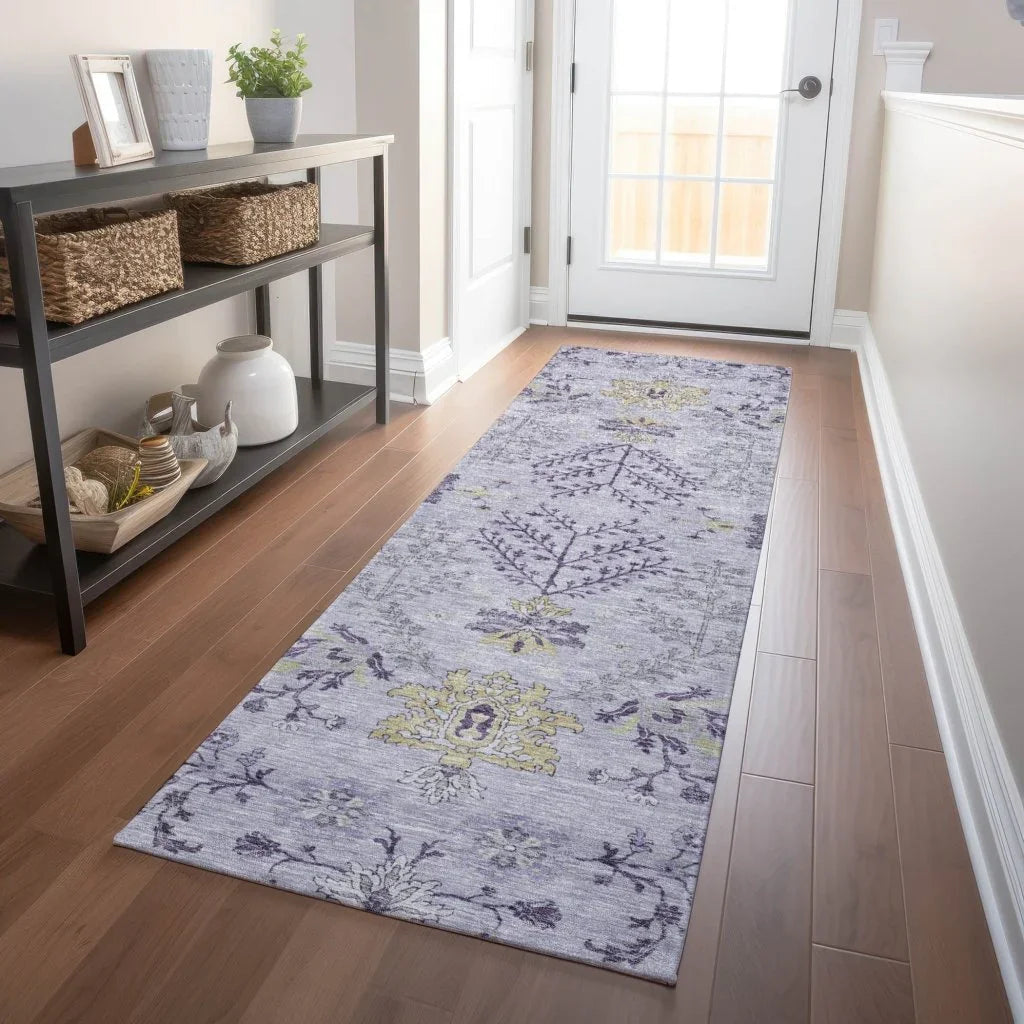 LOOMLAN Rugs Doris Purple Washable Indoor-Outdoor Rug