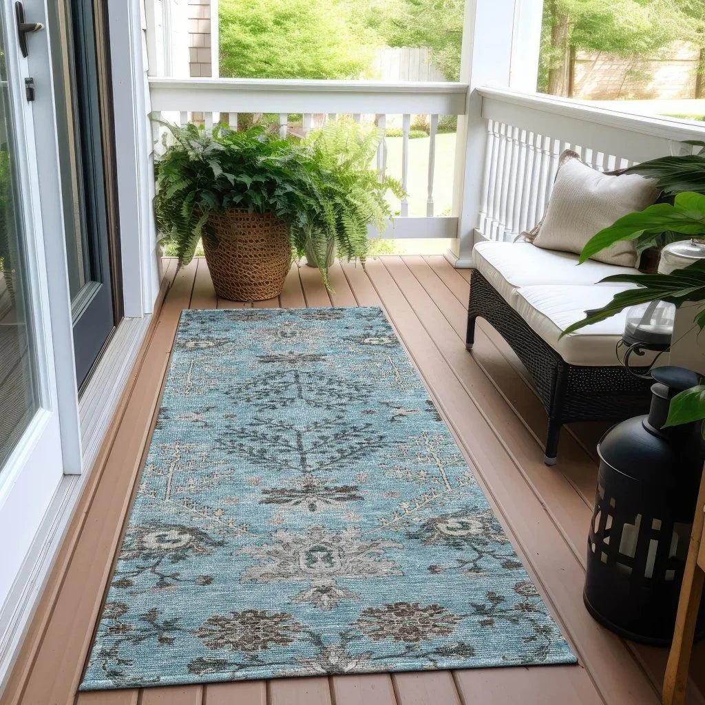 LOOMLAN Rugs Doris Sky Washable Indoor-Outdoor Rug