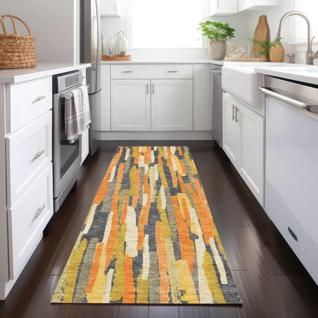 LOOMLAN Rugs Dunae Orange Washable Indoor-Outdoor Rug