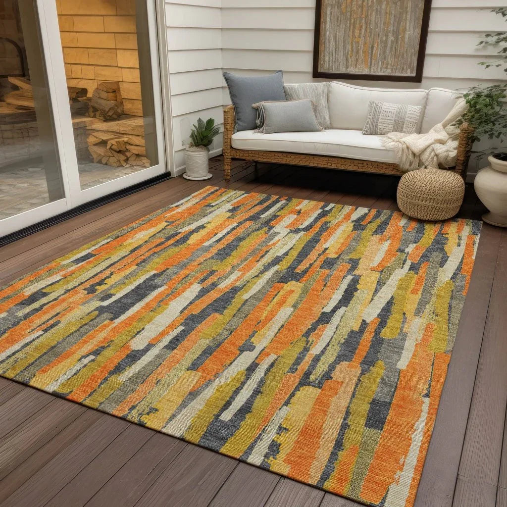 LOOMLAN Rugs Dunae Orange Washable Indoor-Outdoor Rug