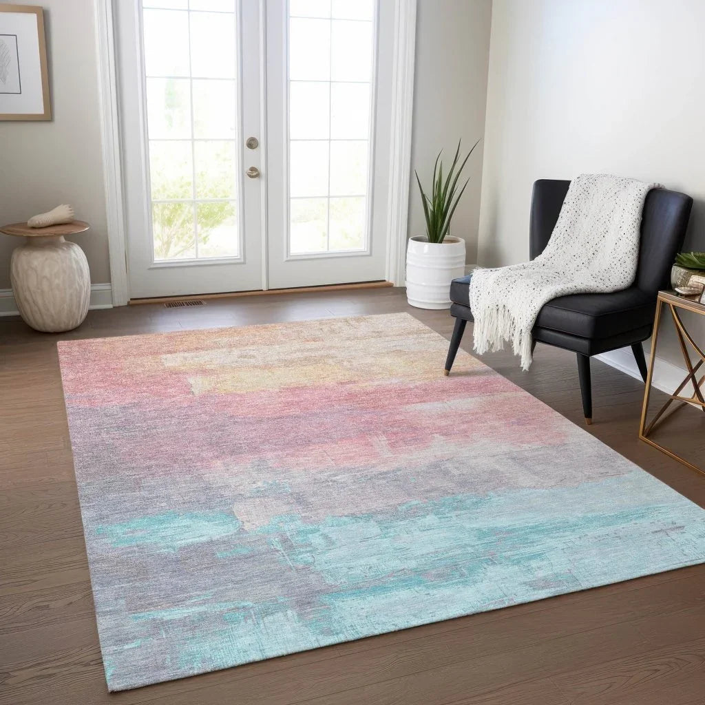 LOOMLAN Rugs Duskaria Orange Washable Indoor-Outdoor Rug