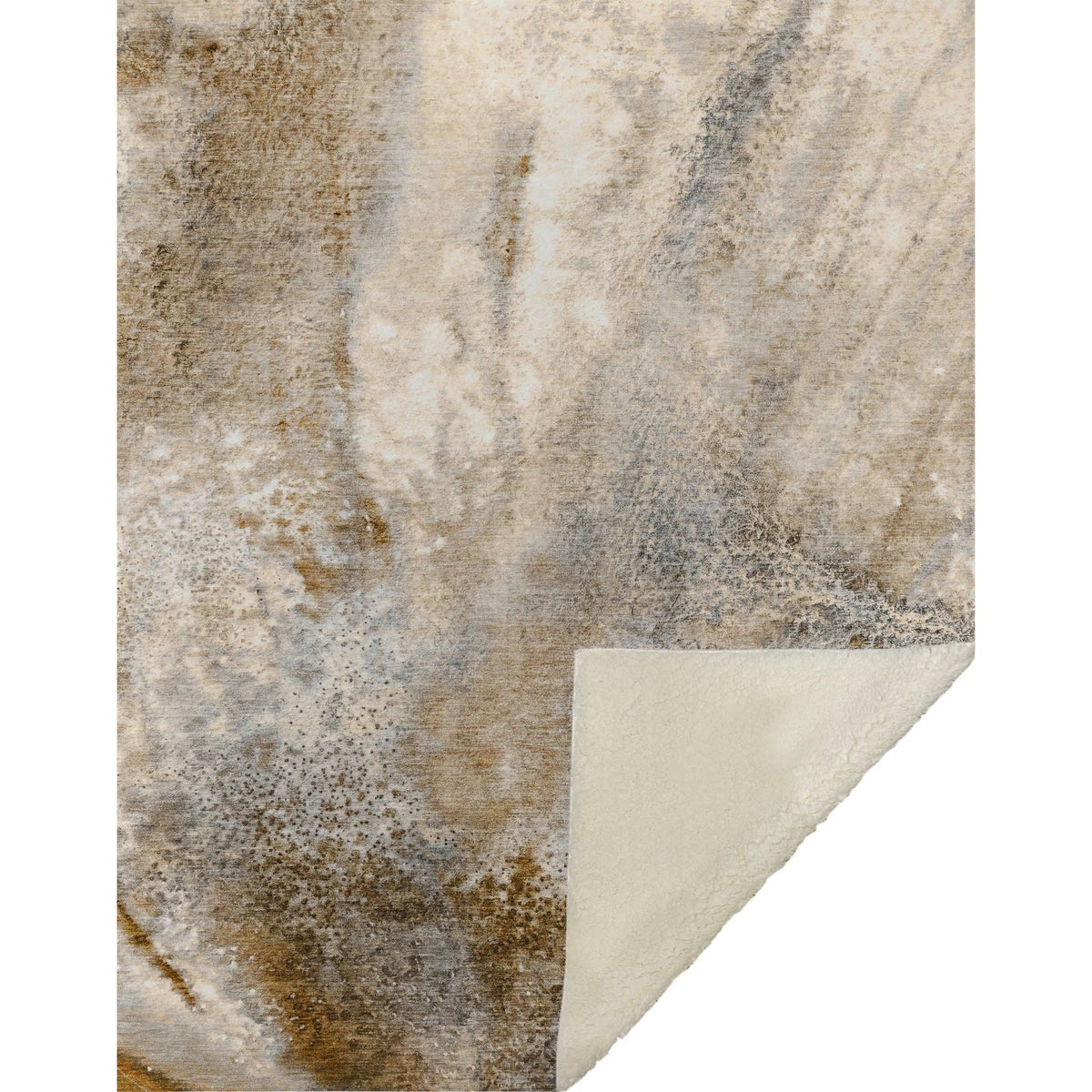 Watercolors Brown Washable Indoor-Outdoor Rug