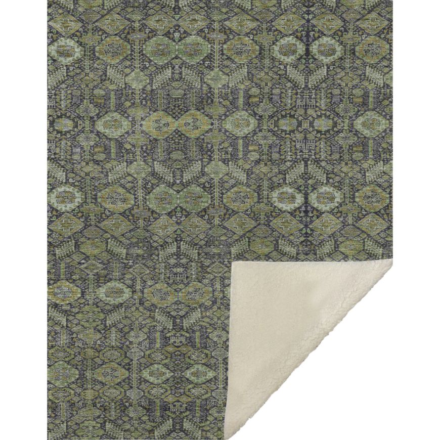 Bohemian Green Washable Indoor-Outdoor Rug