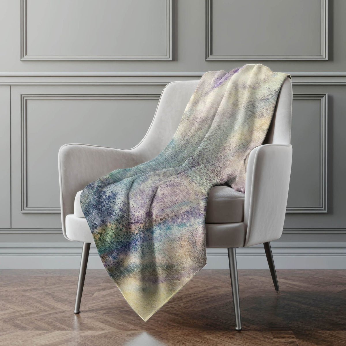 Watercolors Blue Washable Indoor-Outdoor Rug