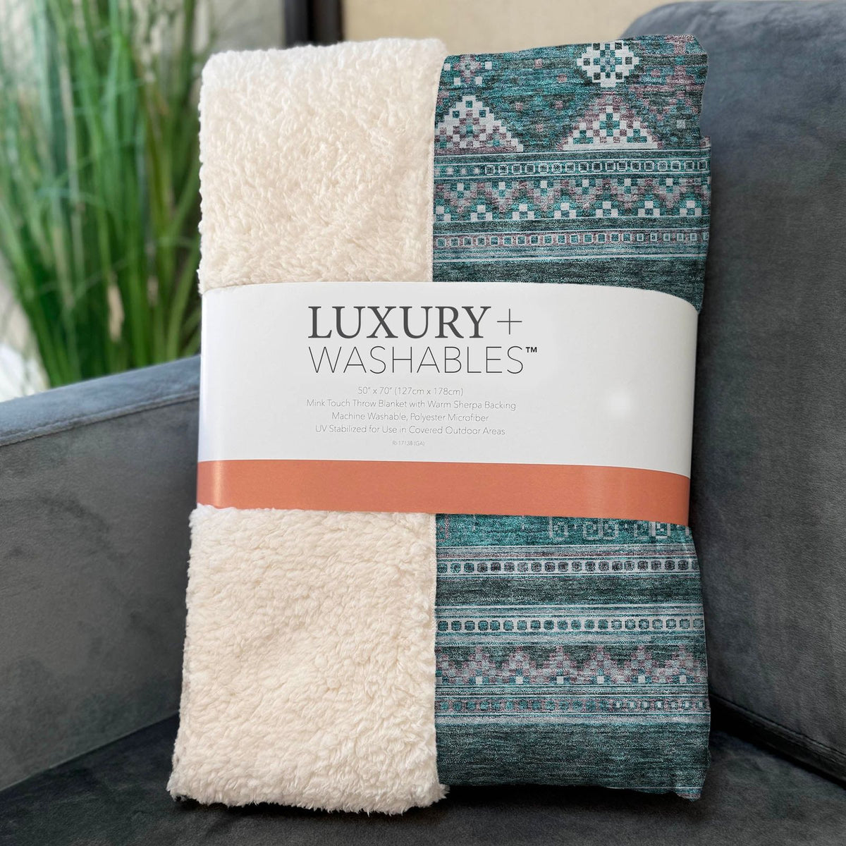 Southwest Teal Washable Indoor-Outdoor Rug
