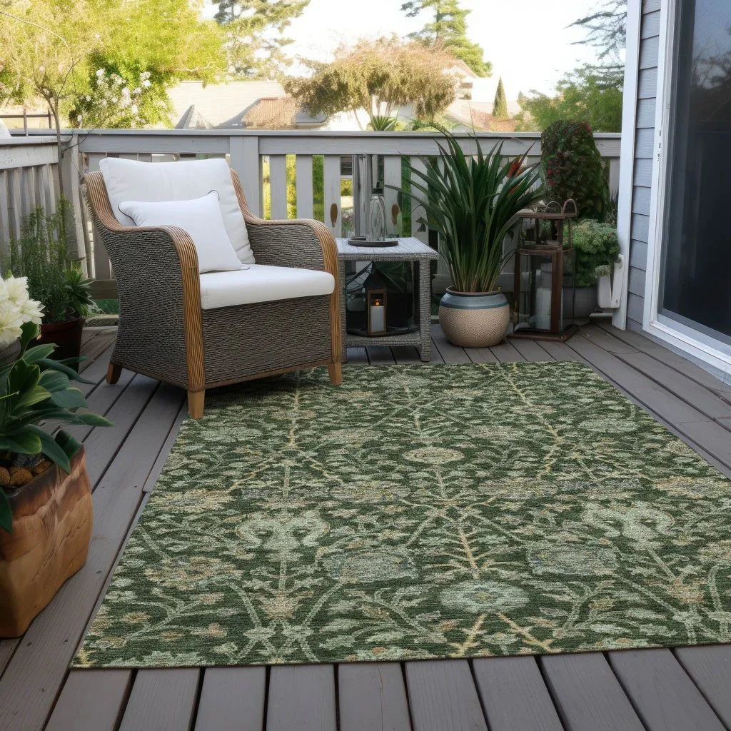 LOOMLAN Rugs Echo Green Washable Indoor-Outdoor Rug