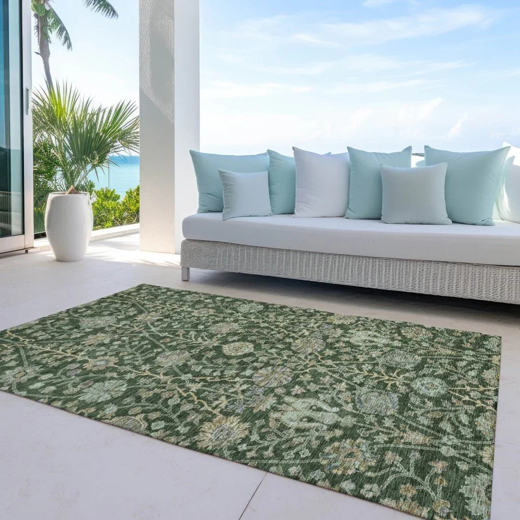 LOOMLAN Rugs Echo Green Washable Indoor-Outdoor Rug