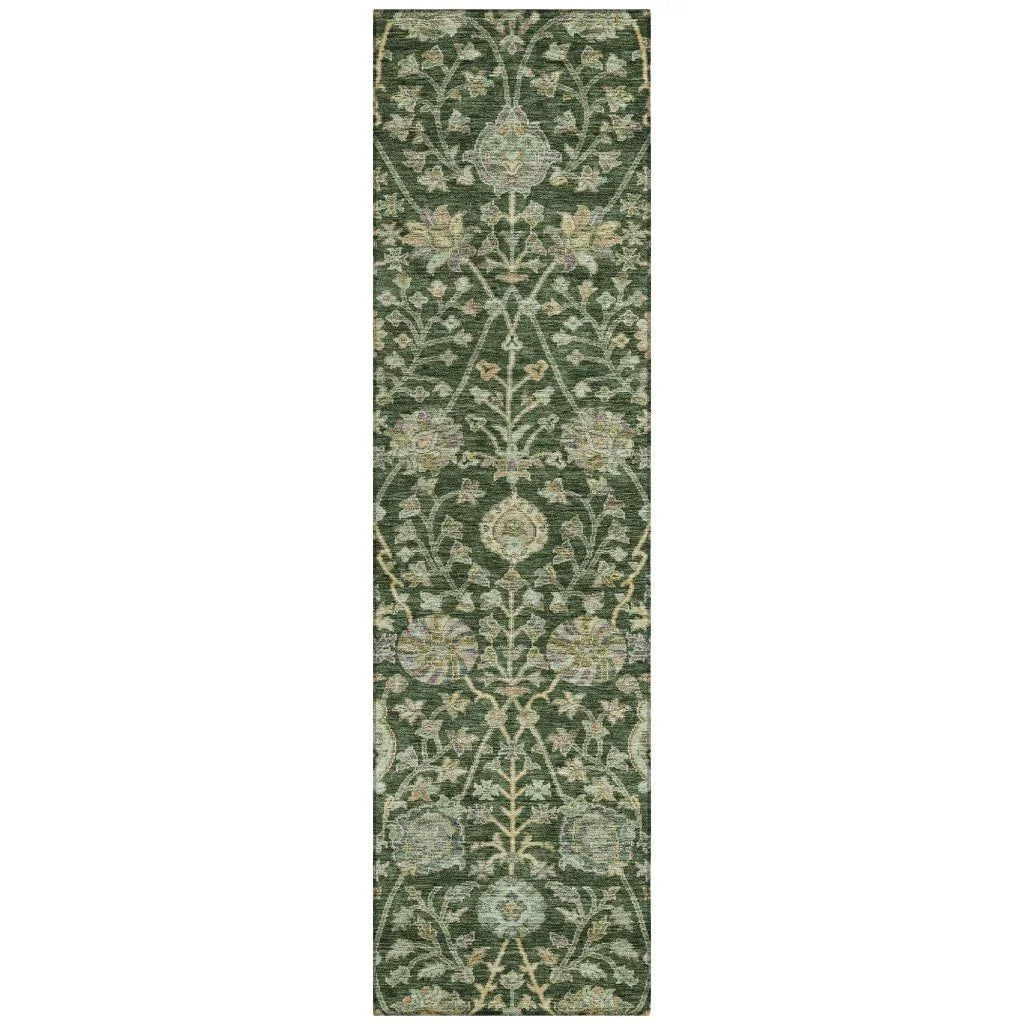 LOOMLAN Rugs Echo Green Washable Indoor-Outdoor Rug