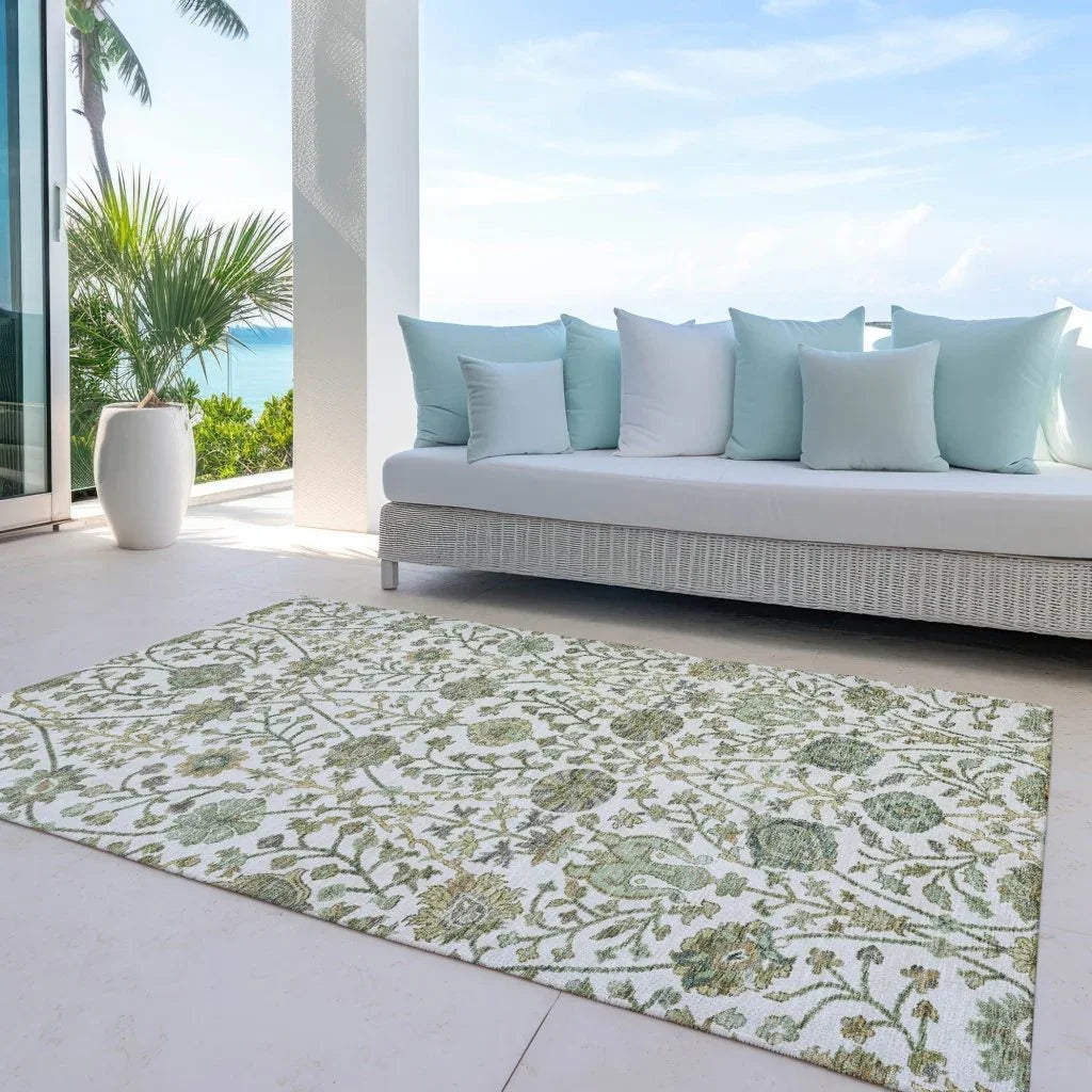 LOOMLAN Rugs Echo Ivory Washable Indoor-Outdoor Rug