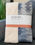 Angled Checks Blue Washable Indoor-Outdoor Rug