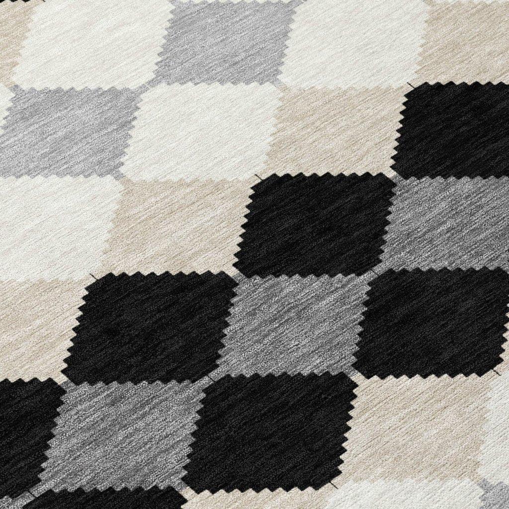 LOOMLAN Rugs Eira Black Washable Indoor-Outdoor Rug