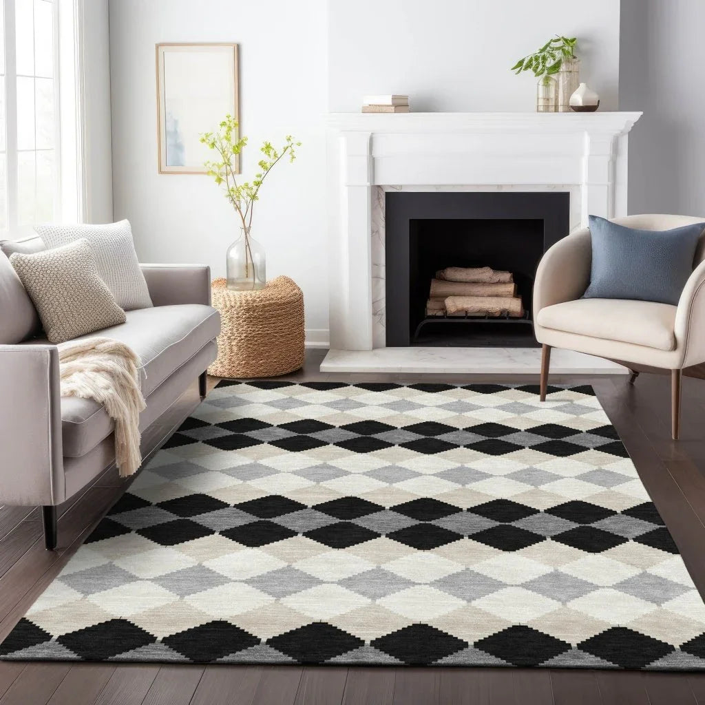 LOOMLAN Rugs Eira Black Washable Indoor-Outdoor Rug