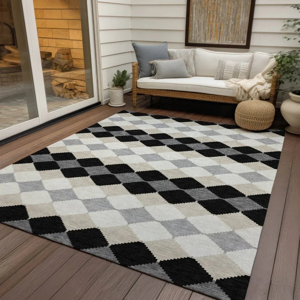 LOOMLAN Rugs Eira Black Washable Indoor-Outdoor Rug