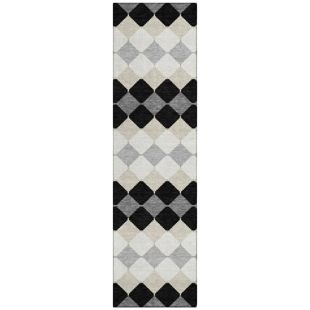 LOOMLAN Rugs Eira Black Washable Indoor-Outdoor Rug