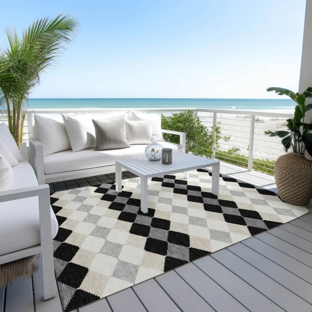 LOOMLAN Rugs Eira Black Washable Indoor-Outdoor Rug