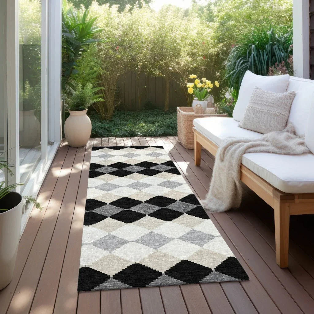 LOOMLAN Rugs Eira Black Washable Indoor-Outdoor Rug