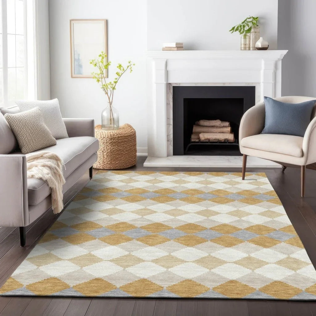 LOOMLAN Rugs Eira Gold Washable Indoor-Outdoor Rug