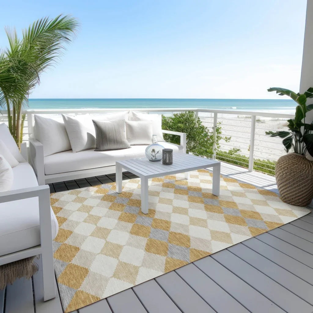 LOOMLAN Rugs Eira Gold Washable Indoor-Outdoor Rug