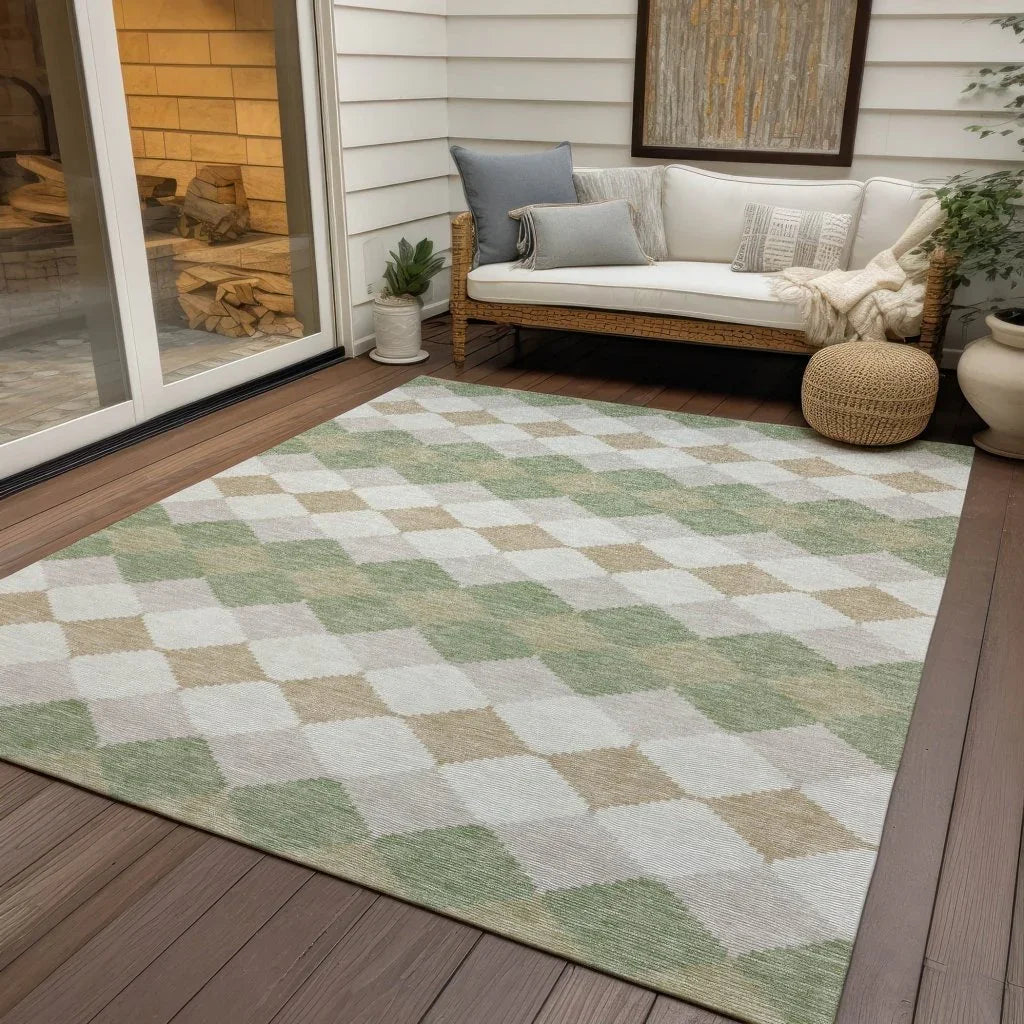 LOOMLAN Rugs Eira Green Washable Indoor-Outdoor Rug