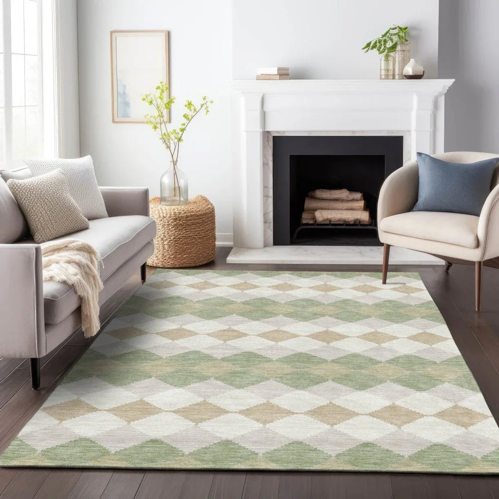 LOOMLAN Rugs Eira Green Washable Indoor-Outdoor Rug