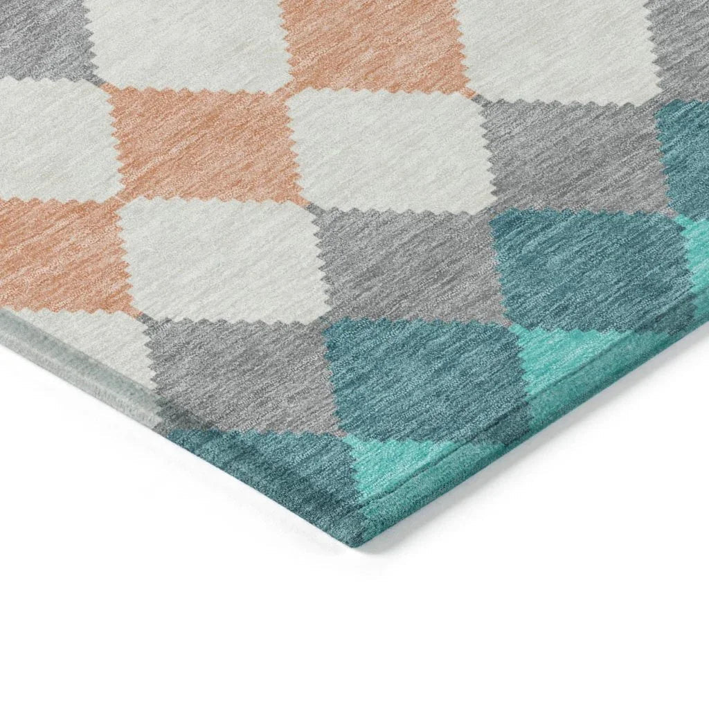 LOOMLAN Rugs Eira Teal Washable Indoor-Outdoor Rug