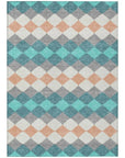 LOOMLAN Rugs Eira Teal Washable Indoor-Outdoor Rug