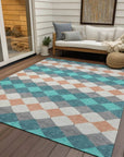 LOOMLAN Rugs Eira Teal Washable Indoor-Outdoor Rug
