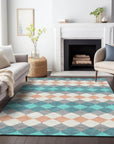 LOOMLAN Rugs Eira Teal Washable Indoor-Outdoor Rug