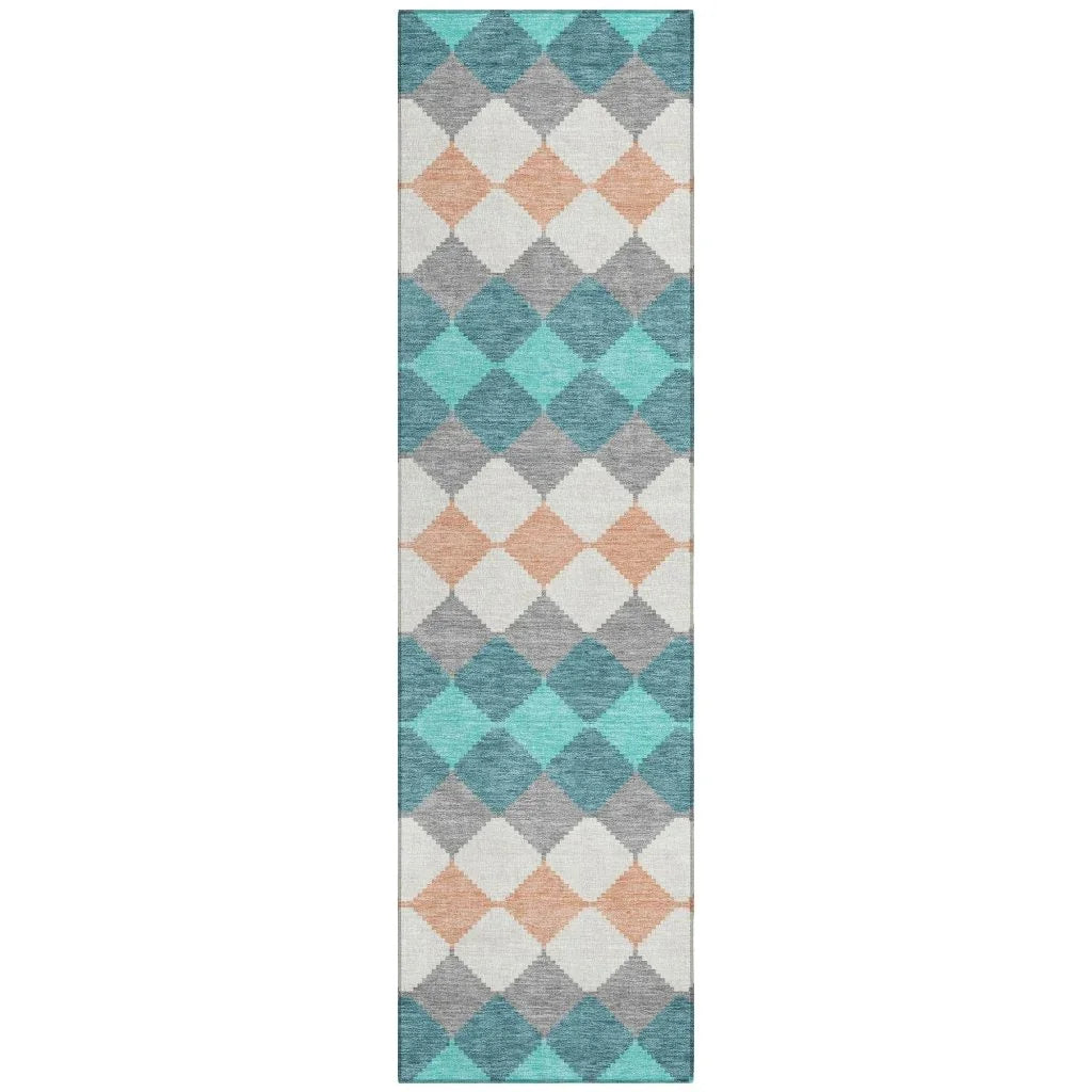 LOOMLAN Rugs Eira Teal Washable Indoor-Outdoor Rug