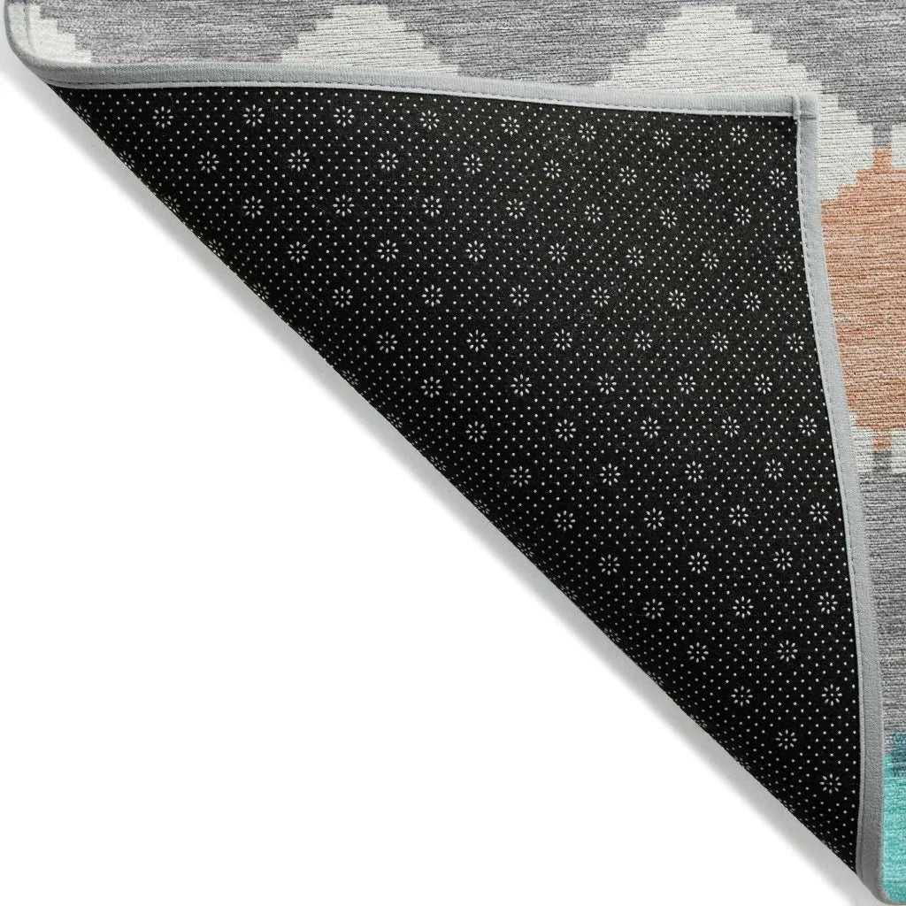 LOOMLAN Rugs Eira Teal Washable Indoor-Outdoor Rug