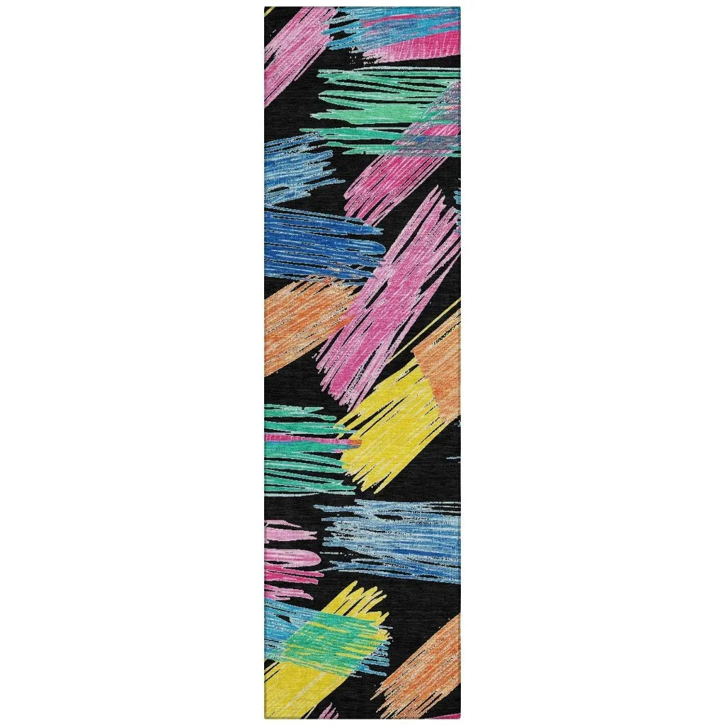 LOOMLAN Rugs Elain Black Washable Indoor-Outdoor Rug