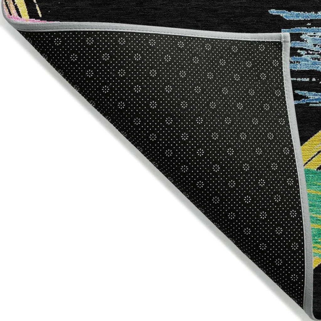 LOOMLAN Rugs Elain Black Washable Indoor-Outdoor Rug