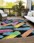 LOOMLAN Rugs Elain Black Washable Indoor-Outdoor Rug