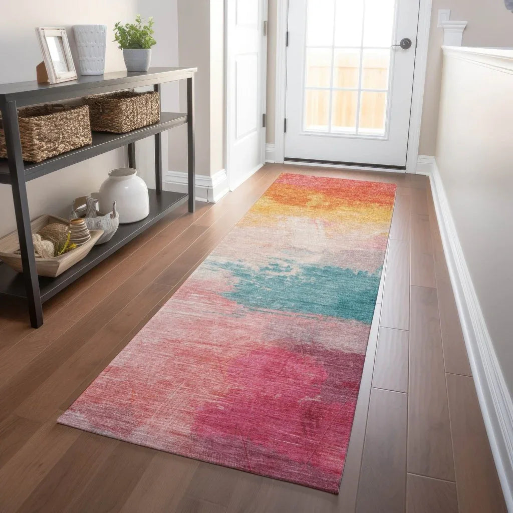 LOOMLAN Rugs Elanisse Pink Washable Indoor-Outdoor Rug